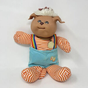 Vintage Coleco Cabbage‎ Patch Koosas Dog Blue Rainbow Overalls W/ Collar 80’s